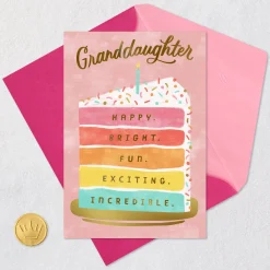 Cake Slice Happy and Bright Birthday Card for Granddaughter