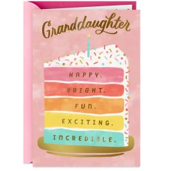 Cake Slice Happy and Bright Birthday Card for Granddaughter