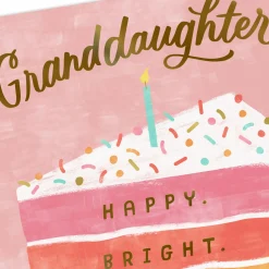 Cake Slice Happy and Bright Birthday Card for Granddaughter