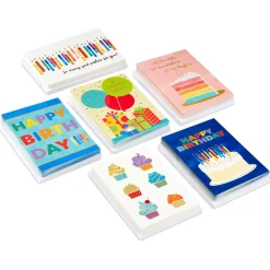 Cake and Candles Assorted Boxed Birthday Cards, Pack of 72