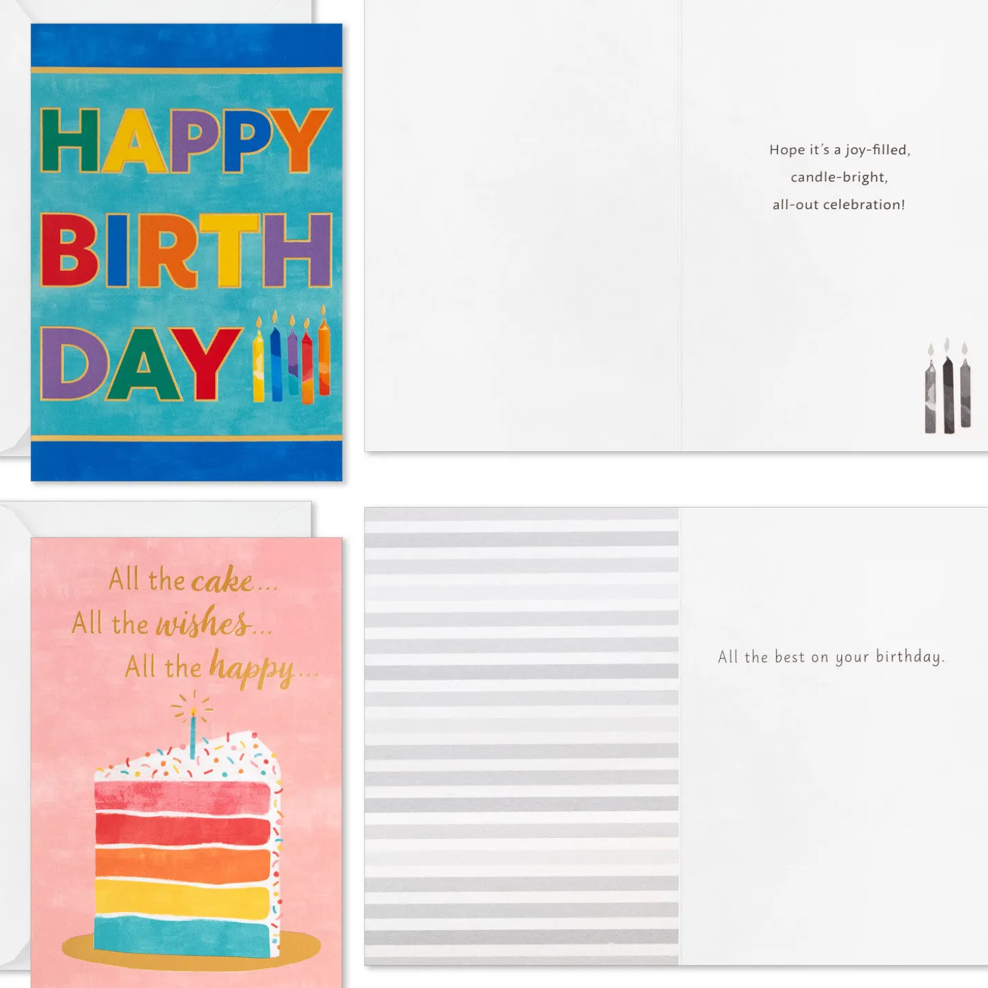 Cake and Candles Assorted Boxed Birthday Cards, Pack of 72