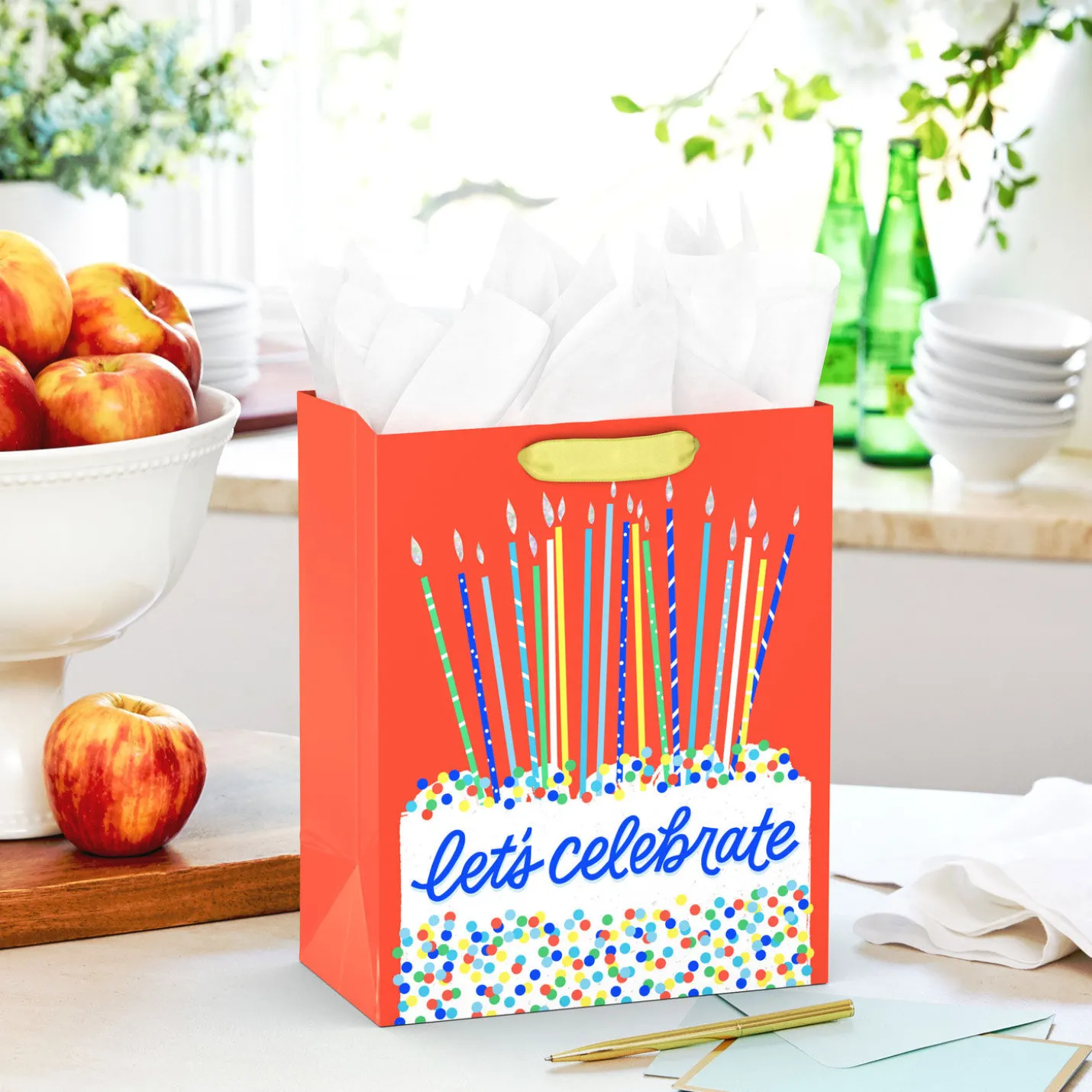 9.6" Cake and Candles Let's Celebrate Medium Birthday Gift Bag