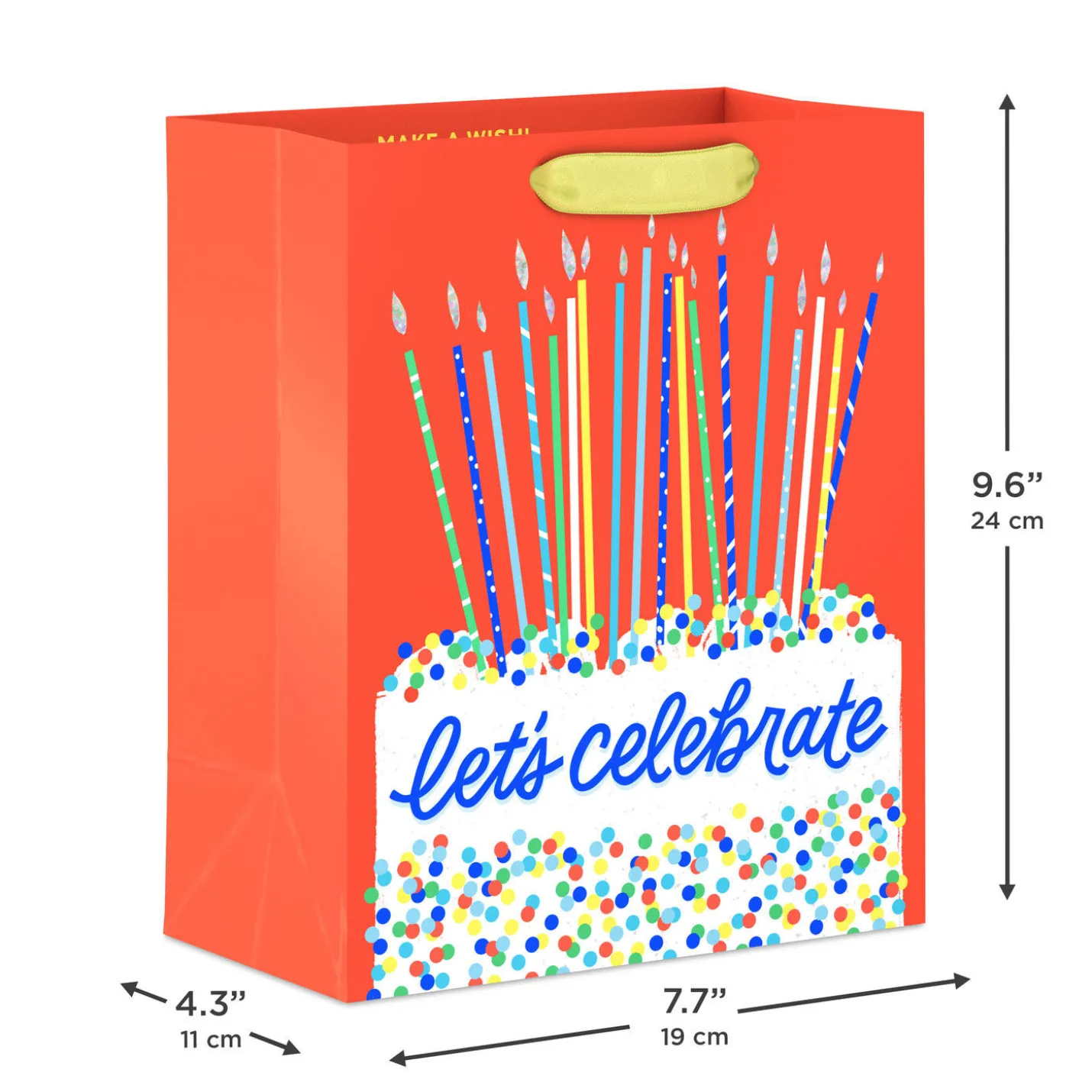 9.6" Cake and Candles Let's Celebrate Medium Birthday Gift Bag