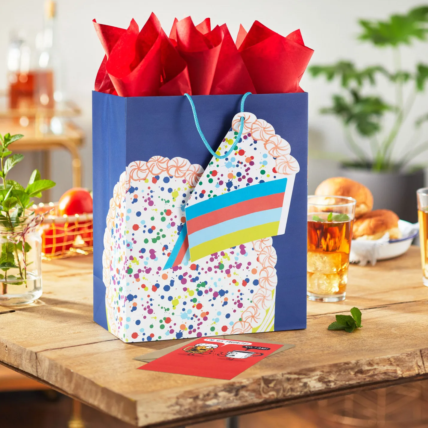 13" Cake on Blue Large Birthday Gift Bag