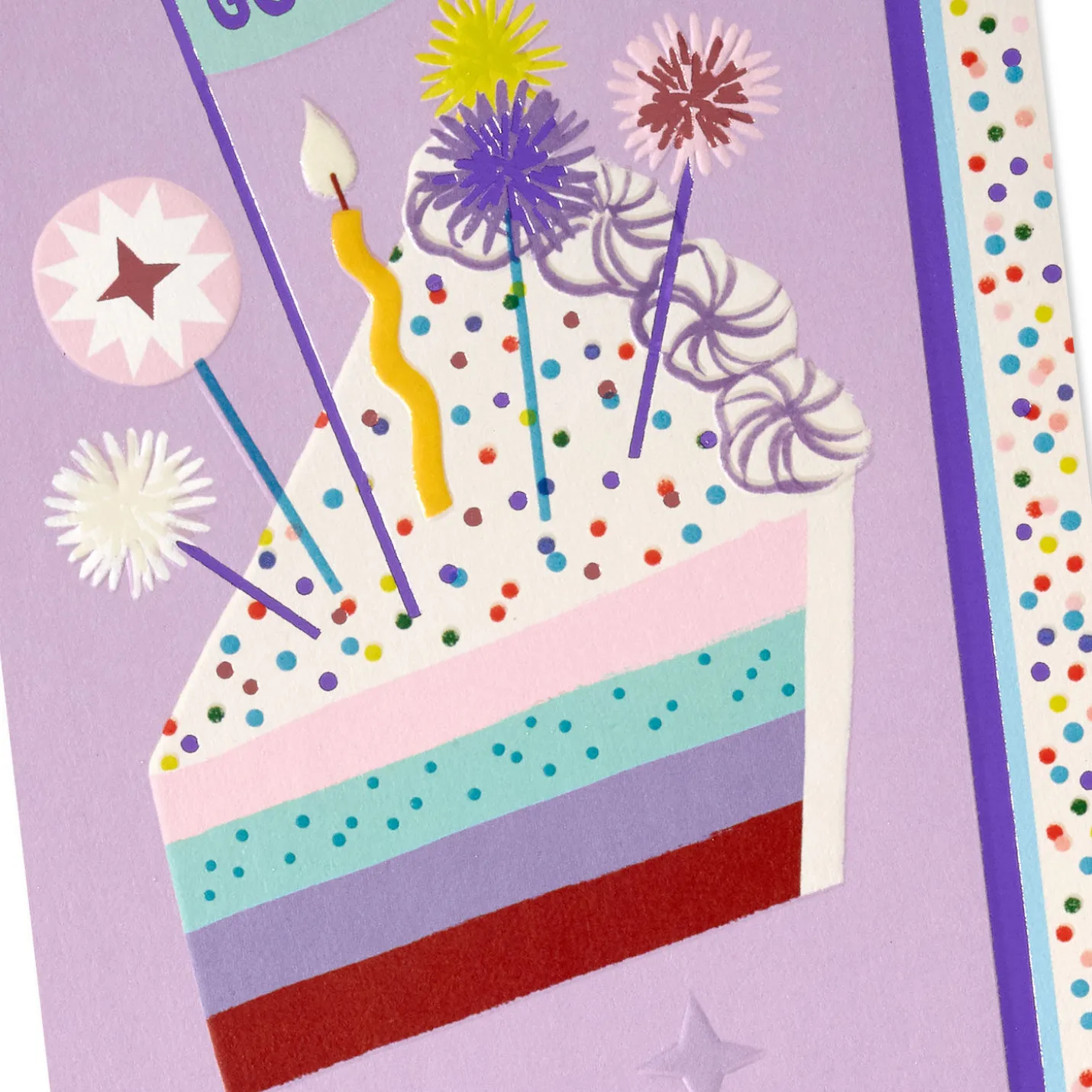 Cake With Candle and Confetti Birthday Card for Goddaughter