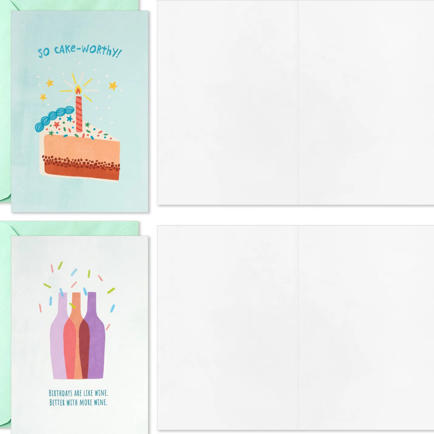 Cake-Worthy Celebrations Assorted Funny Blank Birthday Cards, Pack of 16