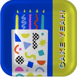 "Cake Yeah!" Modern Neon Dessert Plates, Pack of 8