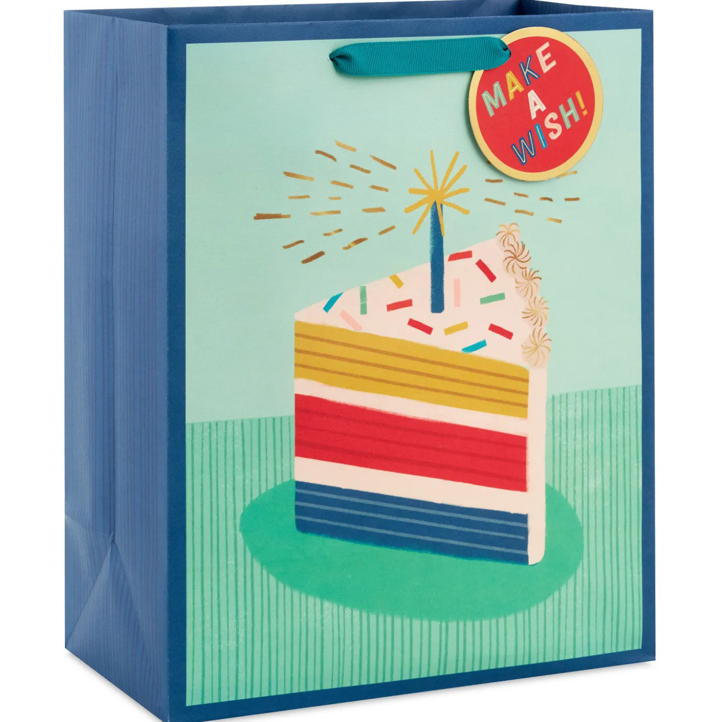 13" Candle and Cake Slice Large Birthday Gift Bag