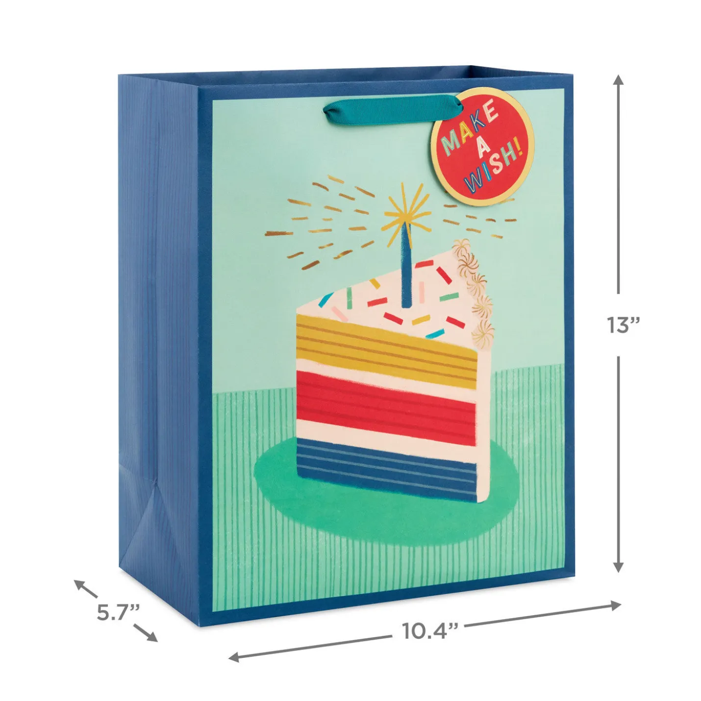 13" Candle and Cake Slice Large Birthday Gift Bag