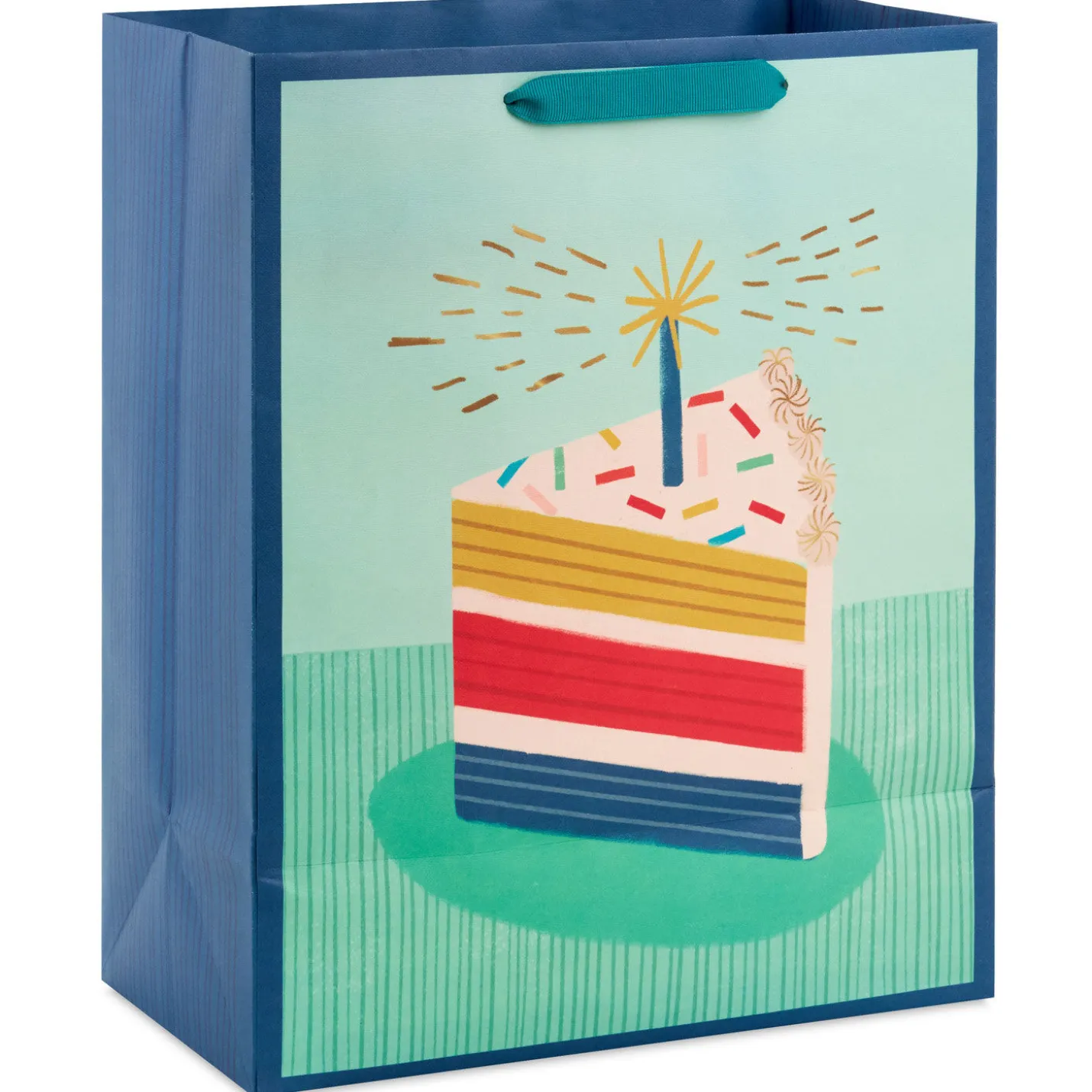 13" Candle and Cake Slice Large Birthday Gift Bag