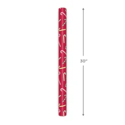 Candy Canes on Red/Dots on Green Christmas Reversible Wrapping Paper Roll, 30 sq. ft.