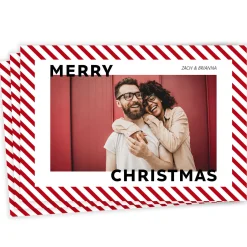 Candy Cane Stripe Flat Christmas Photo Card