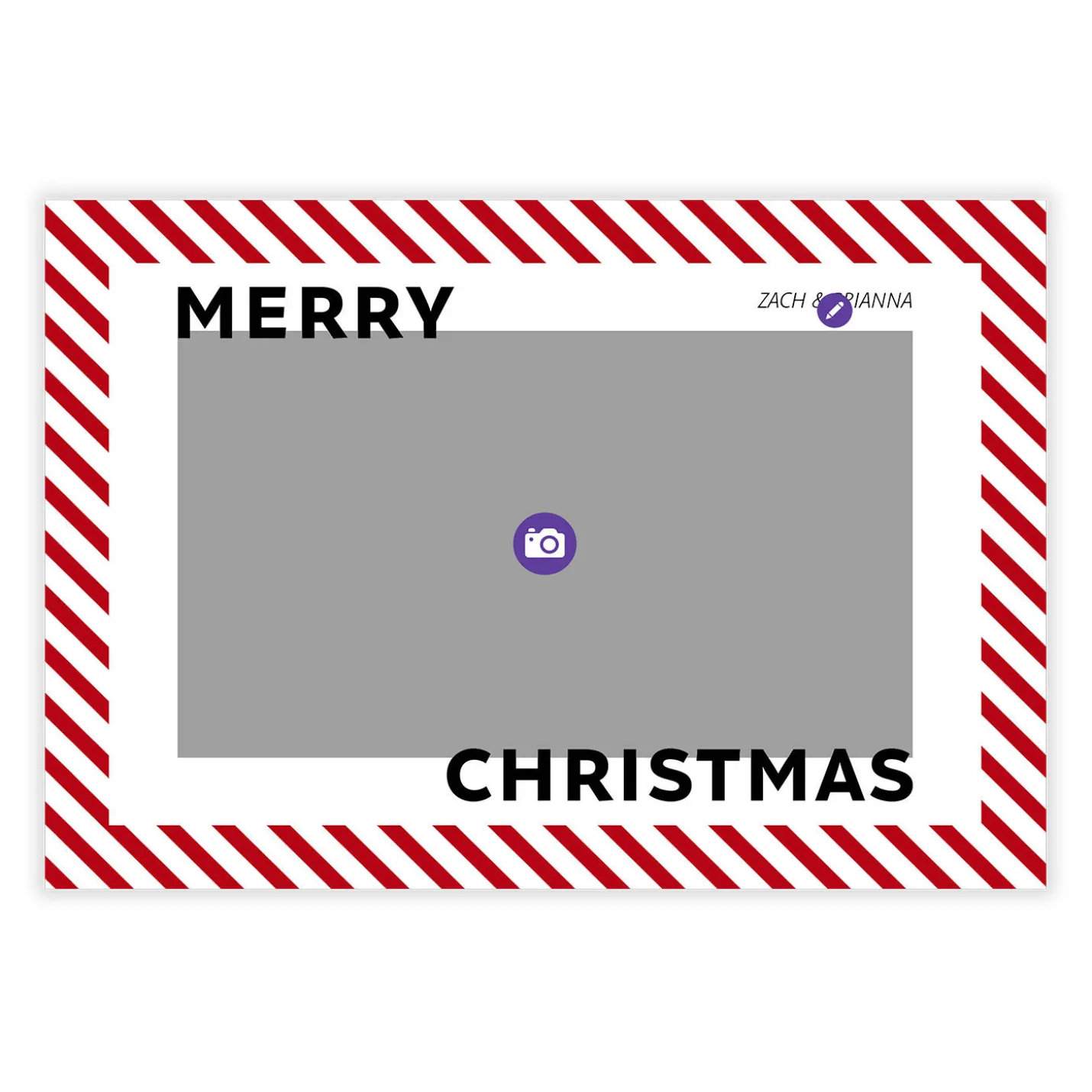 Candy Cane Stripe Flat Christmas Photo Card