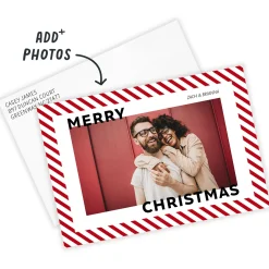 Candy Cane Stripe Flat Christmas Photo Card