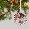 Candy Cane Stripes Metal Personalized Ornament, Custom Photo and Text