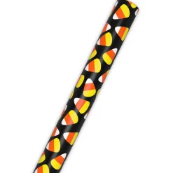 Candy Corn on Black Halloween Wrapping Paper Roll, 20 sq. ft.