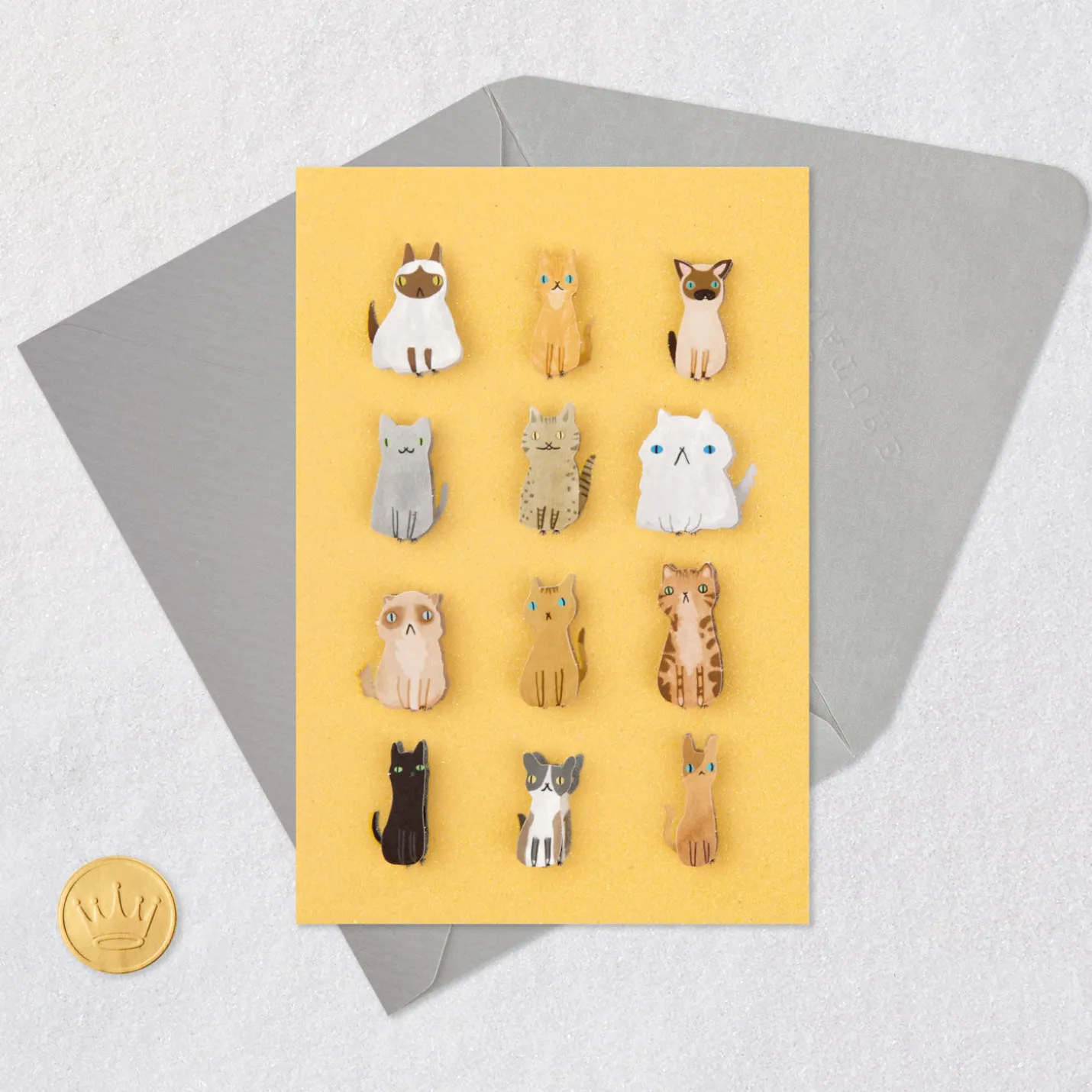 Cats on Yellow Blank Card