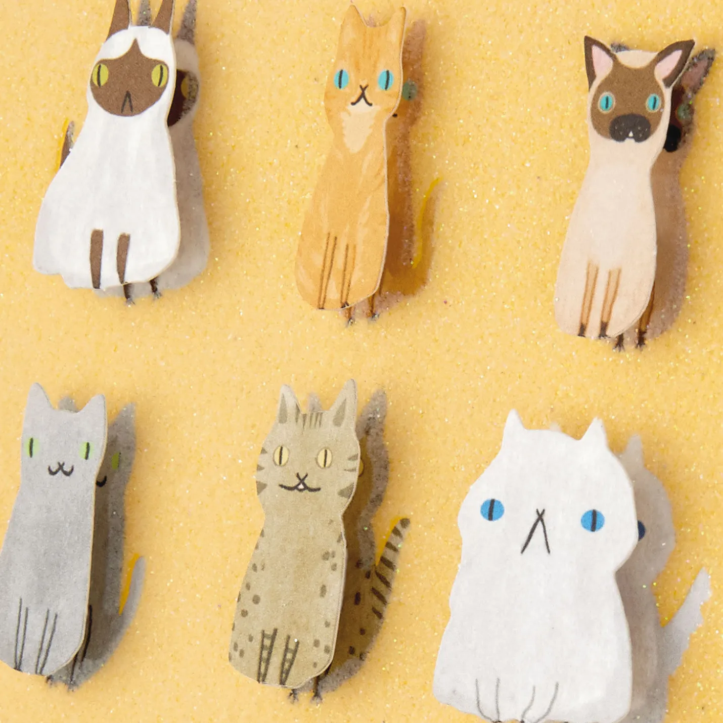 Cats on Yellow Blank Card