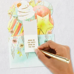 Celebrating You Cupcake, Stars and Balloons 3D Pop-Up Birthday Card