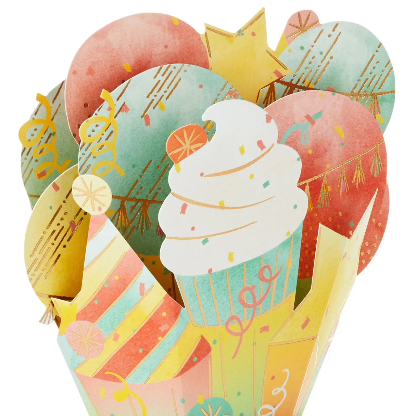 Celebrating You Cupcake, Stars and Balloons 3D Pop-Up Birthday Card