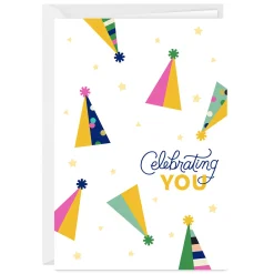Celebrating You Party Hats Custom Birthday Card