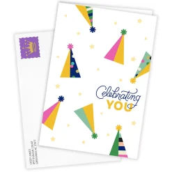 Celebrating You Party Hats Custom Birthday Card