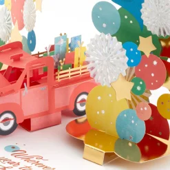 Celebrating You Red Truck and Banner 3D Pop-Up Birthday Card