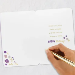 Celebrating the Love That Makes Us Family Birthday Card for Stepdaughter