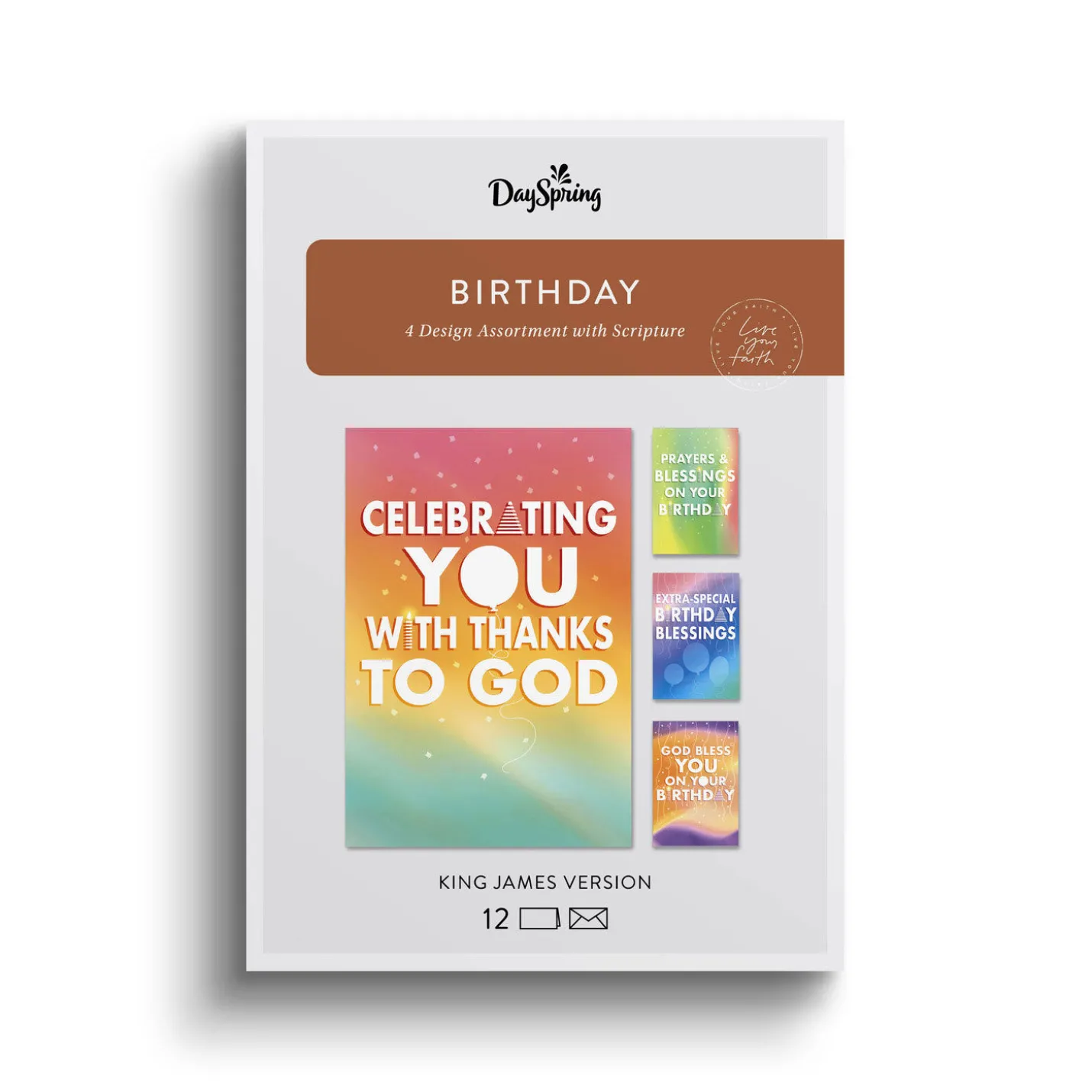 Celebrating You Assorted Religious Birthday Cards, Box of 12