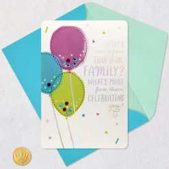 Celebrating You Sequin Balloons Birthday Card for Family