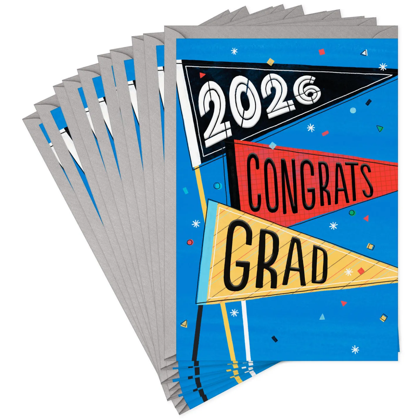 Celebrating You Today Pennants 2026 Graduation Cards, Pack of 10