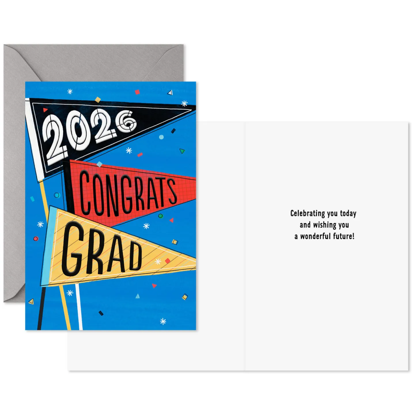 Celebrating You Today Pennants 2026 Graduation Cards, Pack of 10