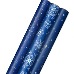 Celestial Blues 3-Pack Assorted Wrapping Paper Roll Bundle, 120 sq. ft. total