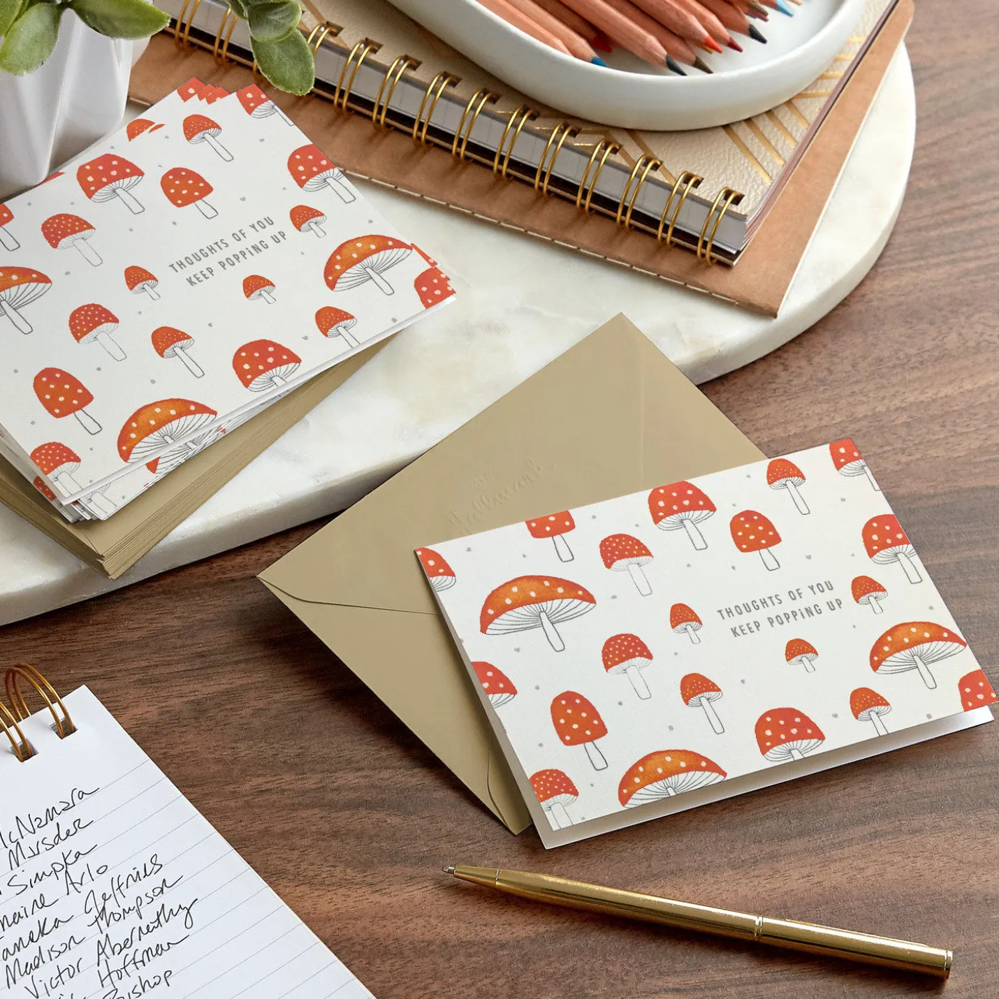 Charming Mushrooms Blank Thinking of You Notes, Pack of 10