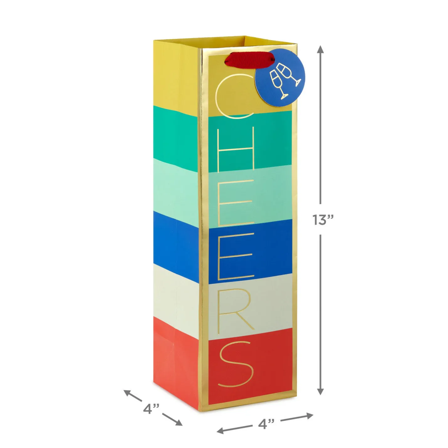 13" Cheers Color Block Wine Gift Bag