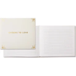 Cheers to Love Gold on Cream Linen Guest Book