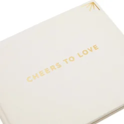 Cheers to Love Gold on Cream Linen Guest Book