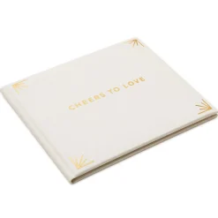 Cheers to Love Gold on Cream Linen Guest Book