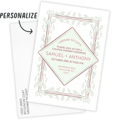 Cheers to Love Vine Border Flat Couples Wedding Shower Invitation