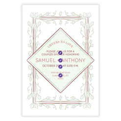 Cheers to Love Vine Border Flat Couples Wedding Shower Invitation