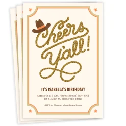Cheers Y'all! Flat Birthday Invitation