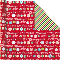 Christmas Cheer 4-Pack Reversible Wrapping Paper Assortment, 150 sq. ft.