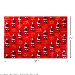 Christmas Prints Assorted Flat Wrapping Paper With Gift Tags, 12 sheets
