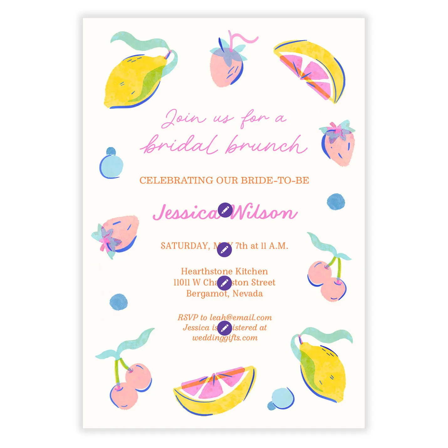 Citrus Art Flat Bridal Brunch Invitation