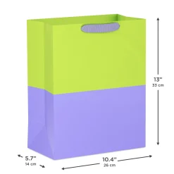 13" Citrus Green and Lavender Color Block Large Gift Bag