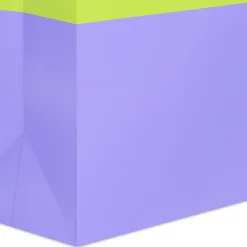 13" Citrus Green and Lavender Color Block Large Gift Bag