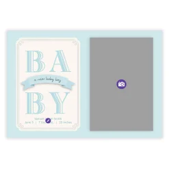 Classic Blue Banner Baby Boy Flat Birth Announcement