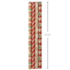 Classic Christmas 4-Pack Kraft Wrapping Paper Assortment, 88 sq. ft.