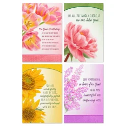 Classic Florals Assorted Religious Birthday Cards, Box of 12