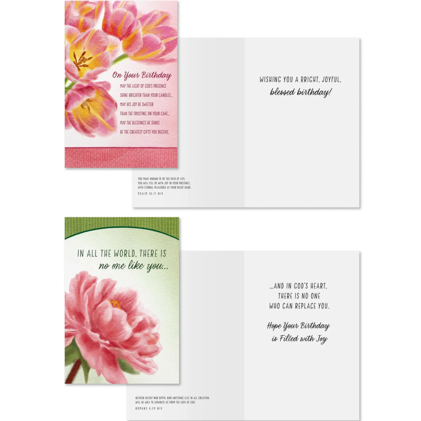 Classic Florals Assorted Religious Birthday Cards, Box of 12